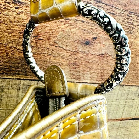 Brighton Cher Rare/Retired Bronze Croc Embossed Leather Shoulder Bag - Picture 4 of 13